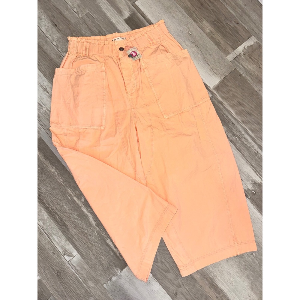 We The Free Free People Barrel Pants Womens Peach Utility Cotton Linen M